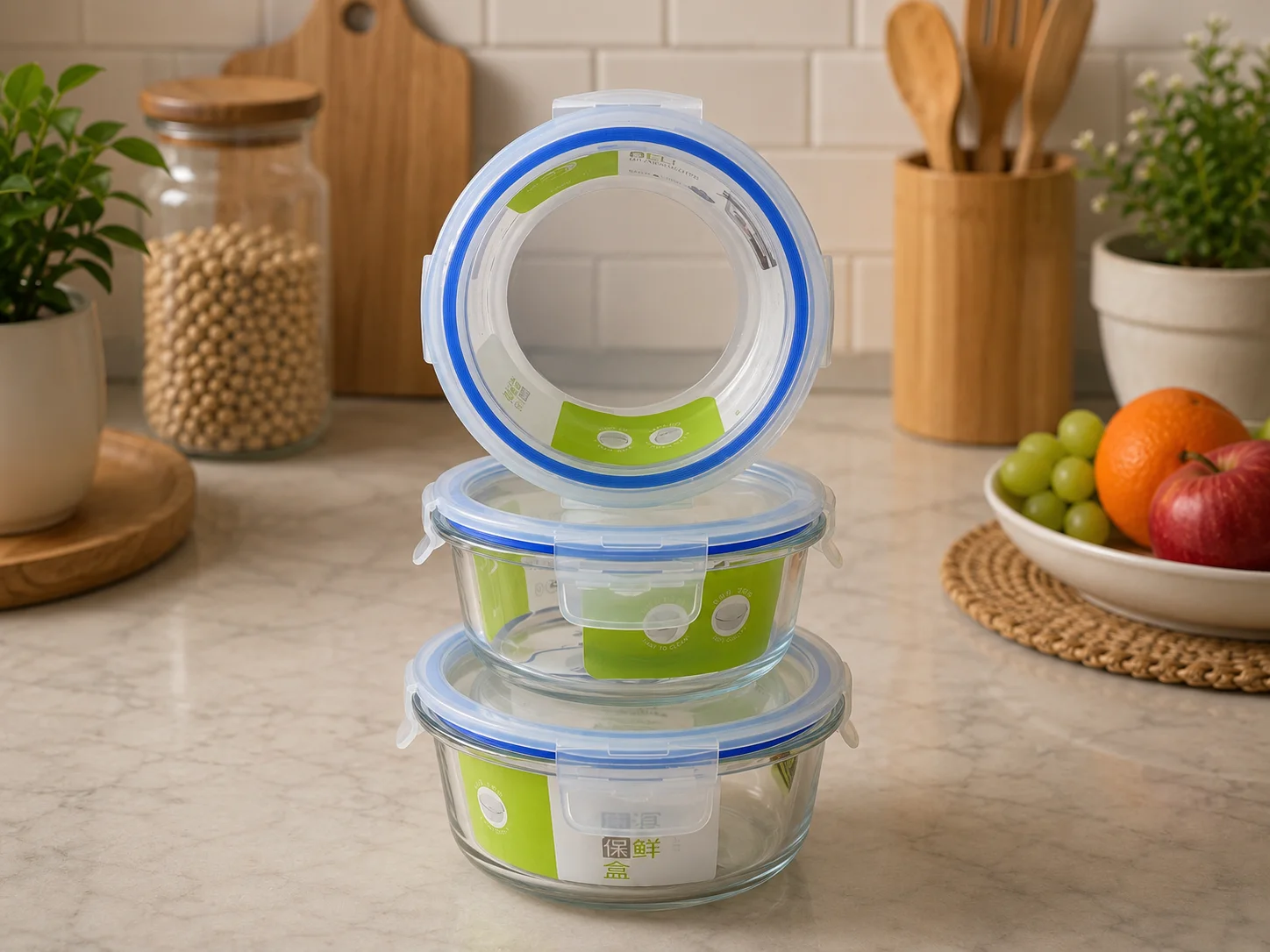 Airtight Glass Bowls Round (3+3) photo 2