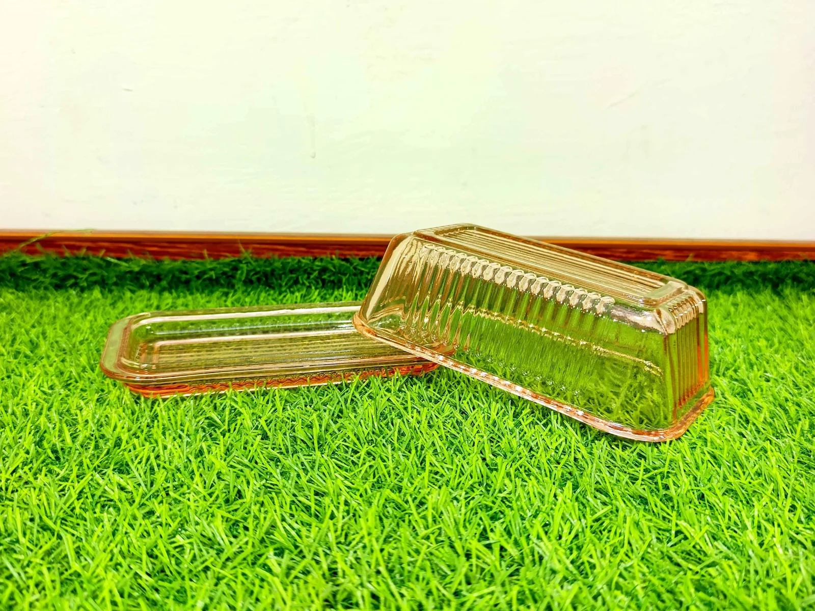 Pink Glass Butter Holder (imported) photo 2