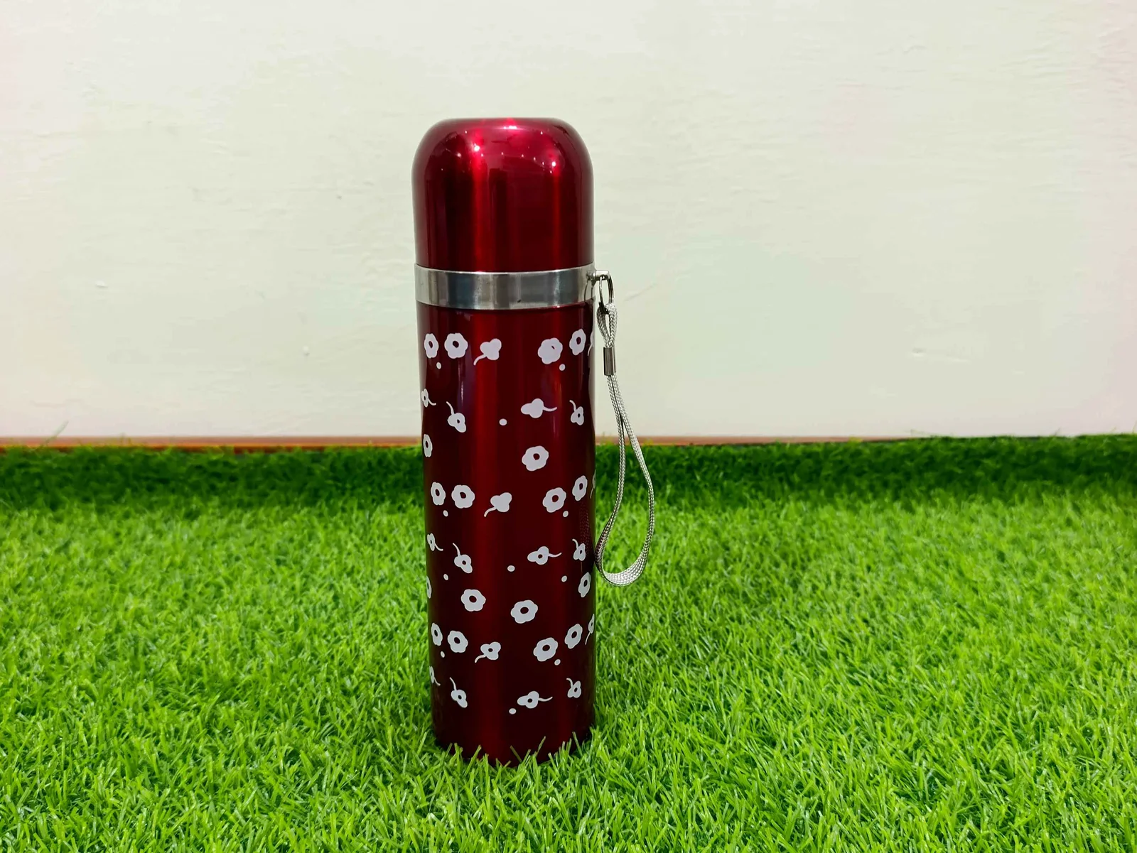 Water Bottle stainless steel (red floral) photo 1
