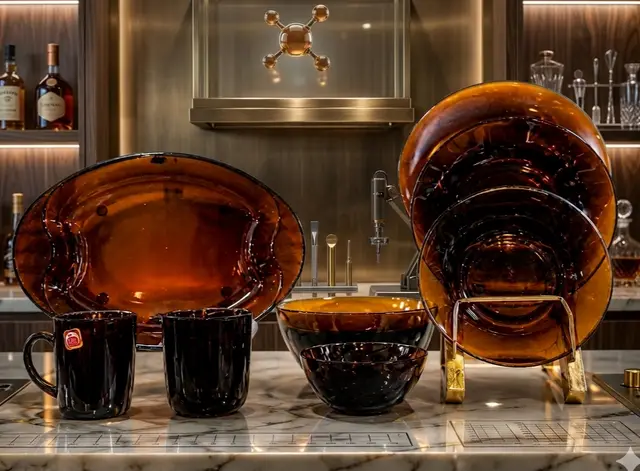 Brown Glass Dinner Set (38pcs) product photo