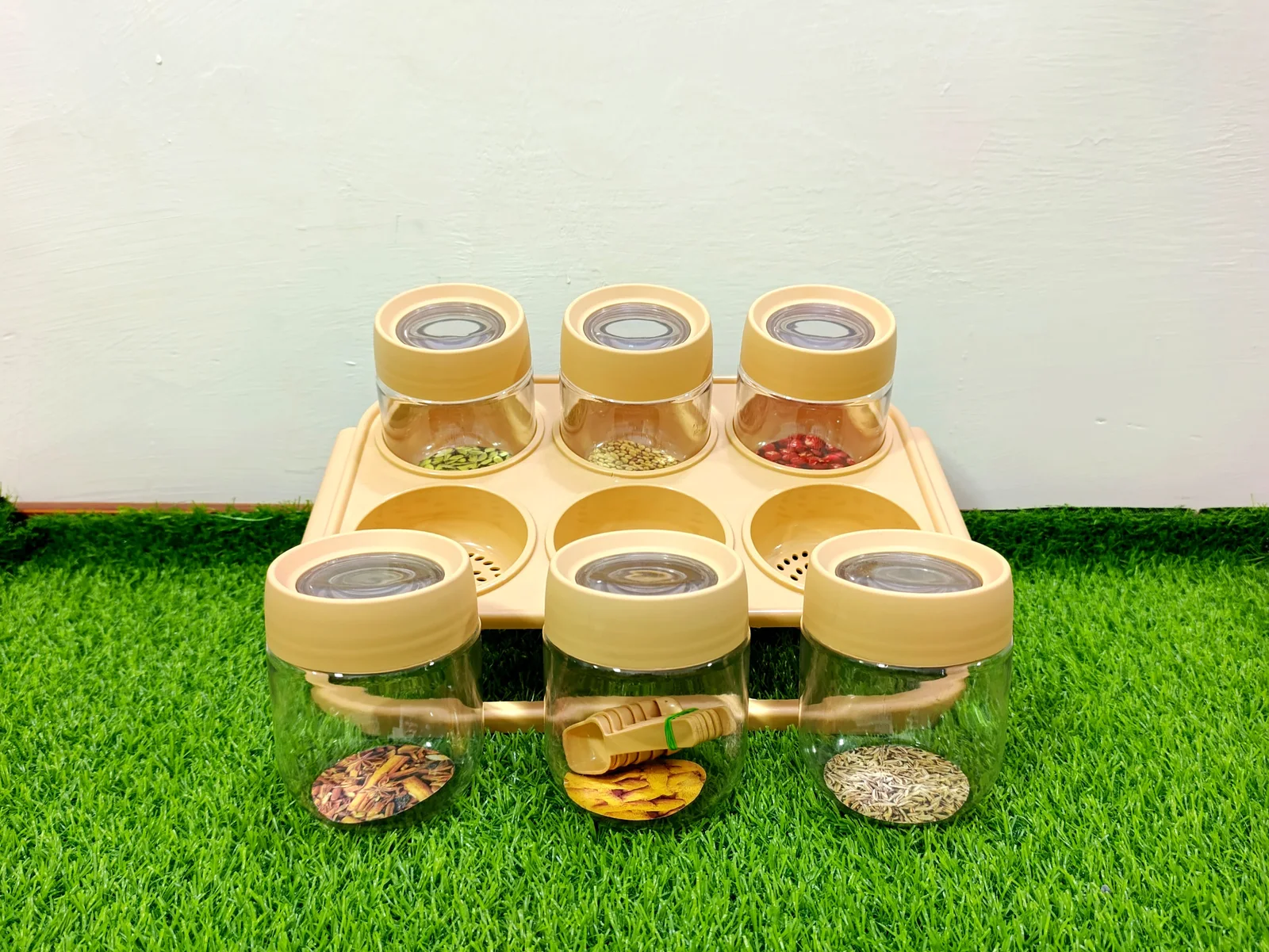 Spice Jars with stand (cream) (مصالحہ بکس) photo 2