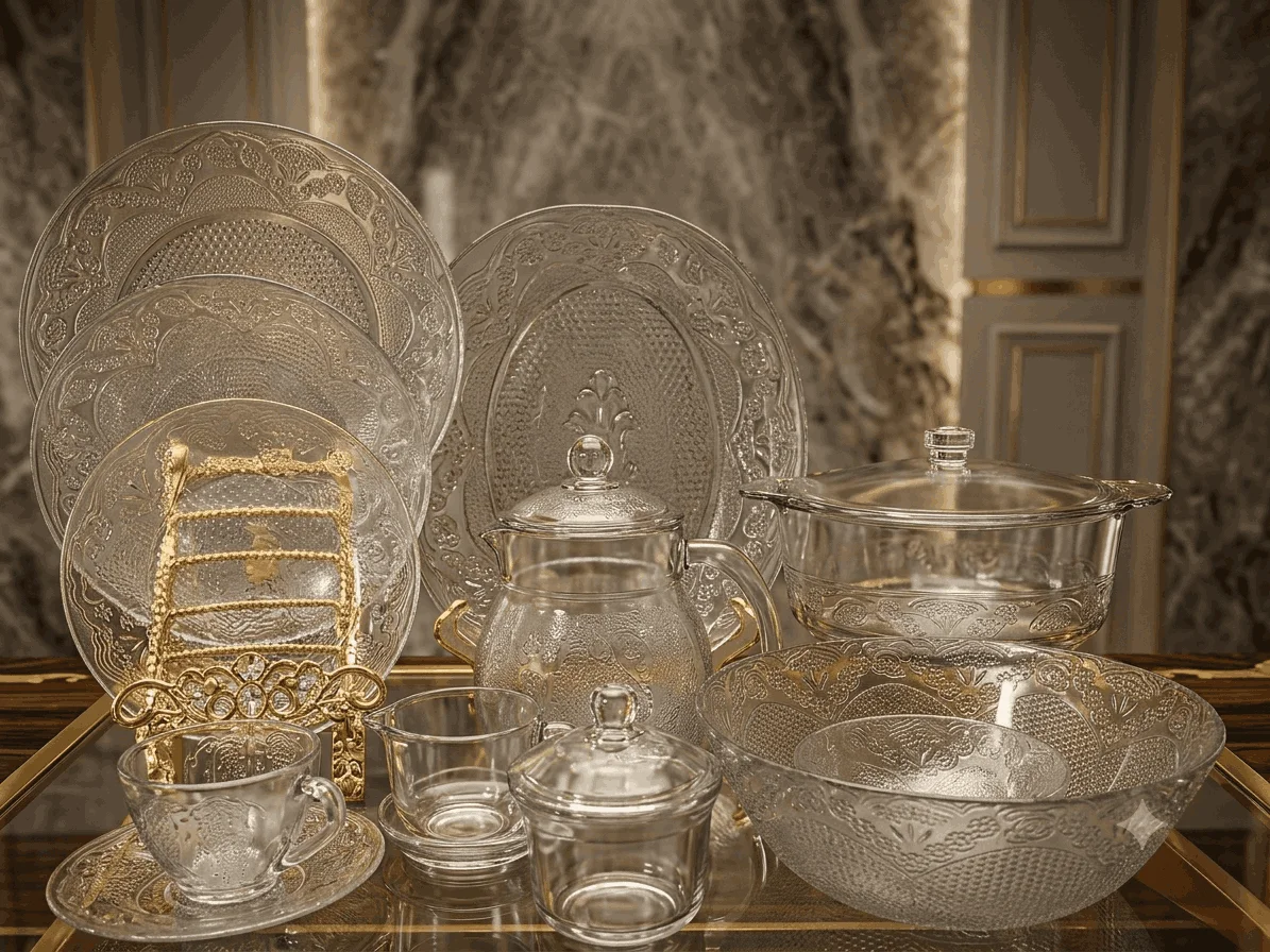 Tempered Glass Dinner Set Orchid (72 Pcs) مائکروویو اوون میں استعمال ہونے والے photo 1