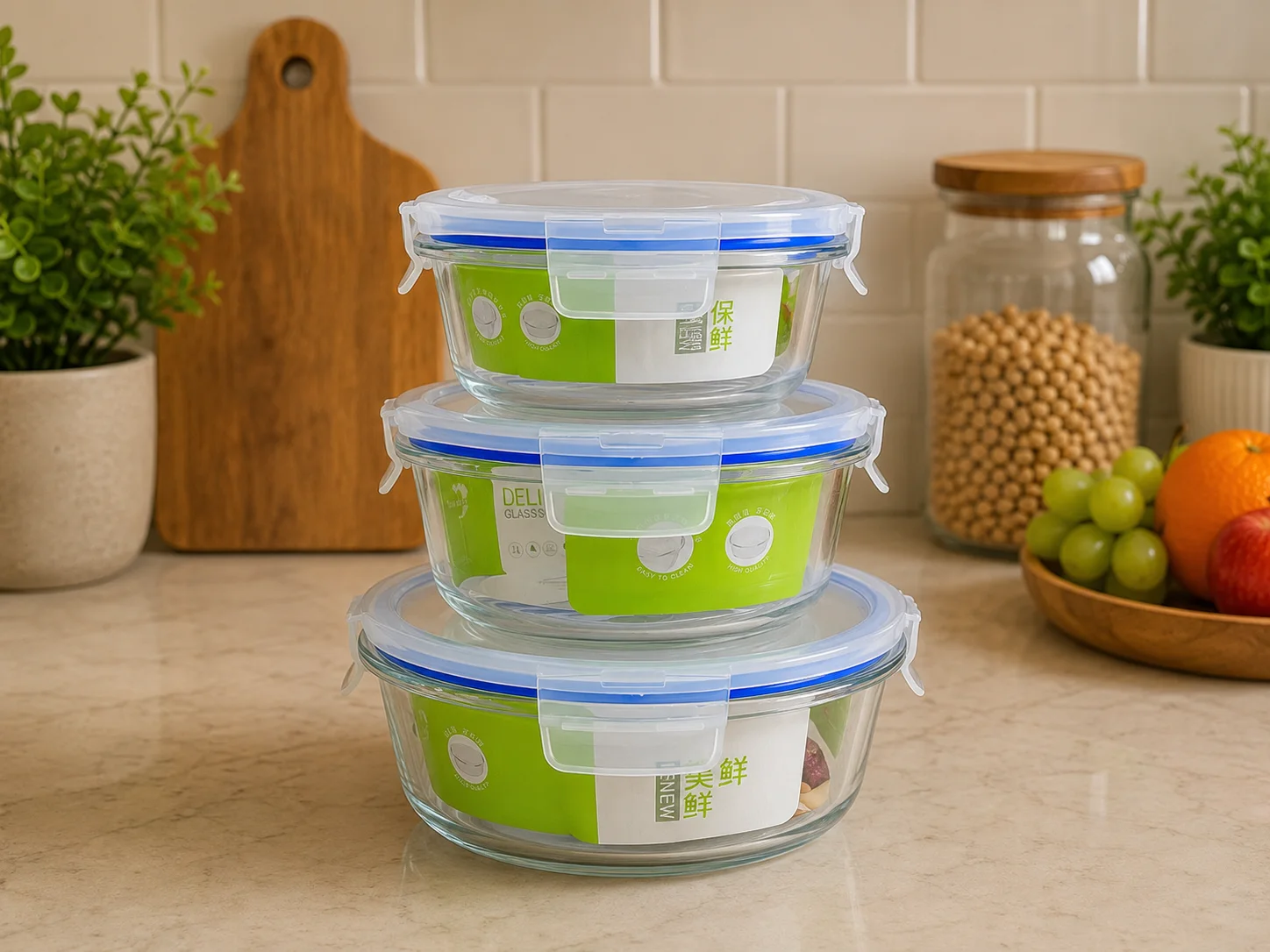 Airtight Glass Bowls Round (3+3) photo 1