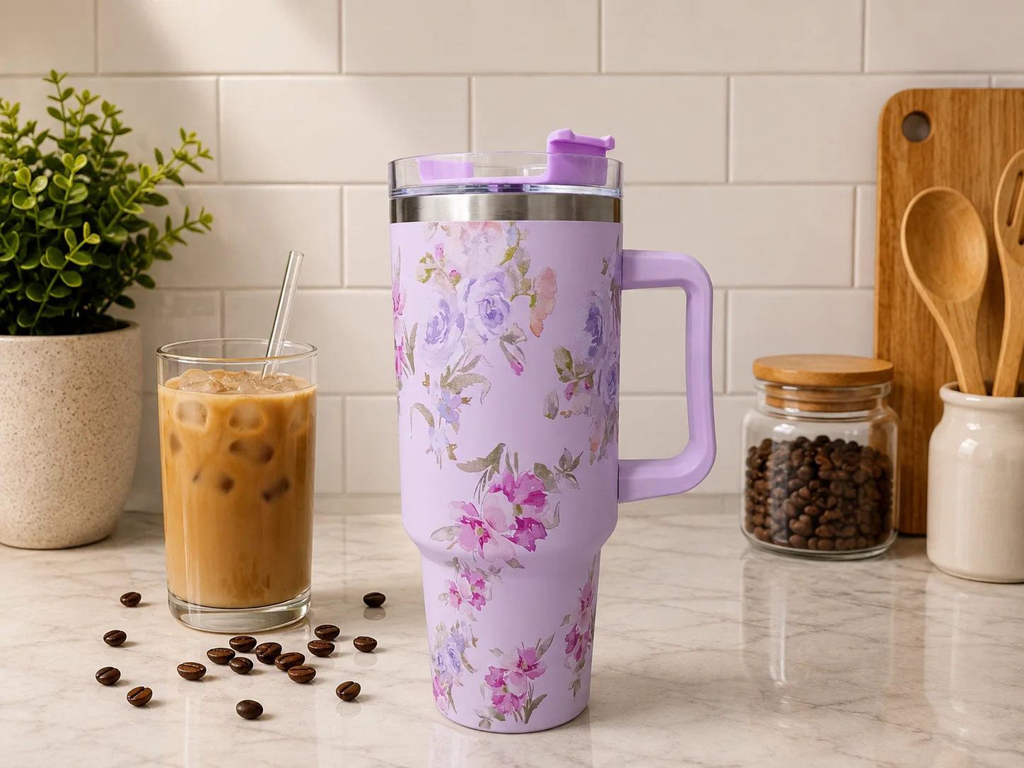 Printed insulated tumbler (Purple) photo 1