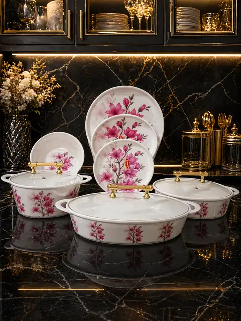 Melamine Double Glazed Dinner Set (72pcs)(Round Double Print) product photo