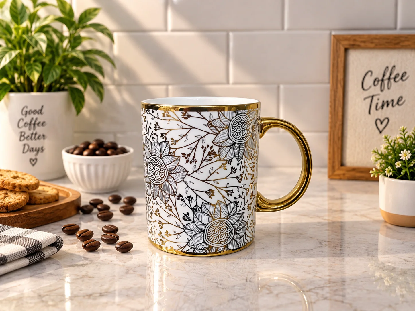 Imported Mug (Golden Floral) photo 1