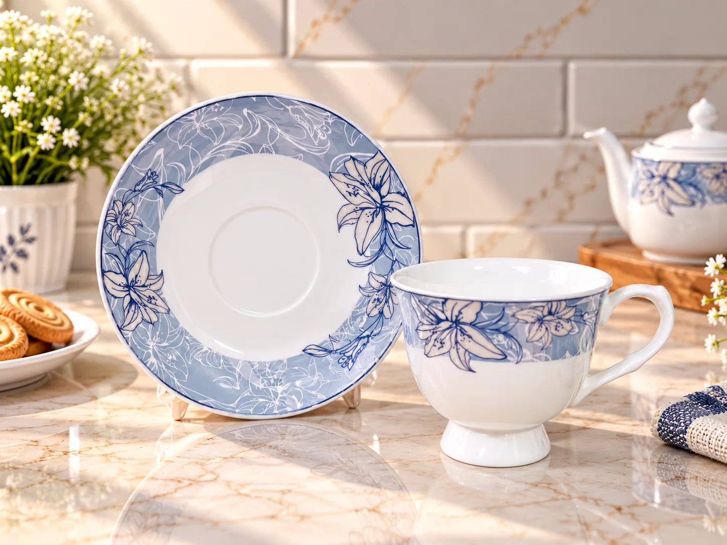 Tea Set Bone China (6+6) 1 photo 2