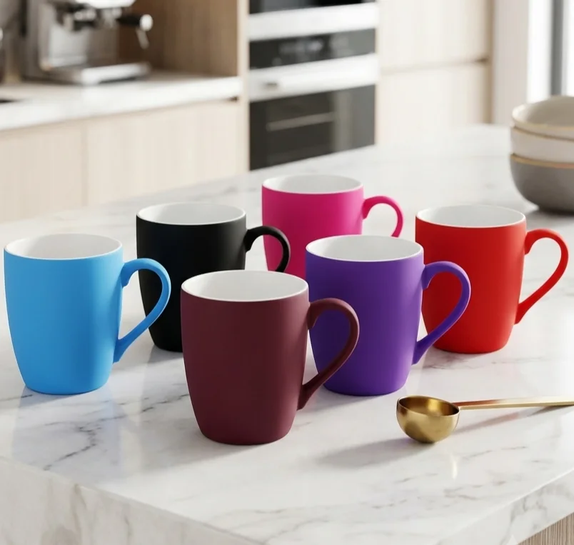 Matte Bone China Mugs (Multi Colored)(6pcs) photo 1