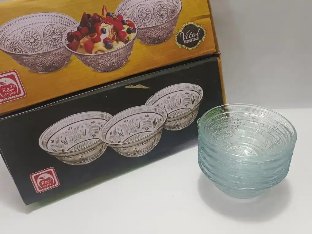 Bowl Small Clear Glass Apple 6Pcs photo 1