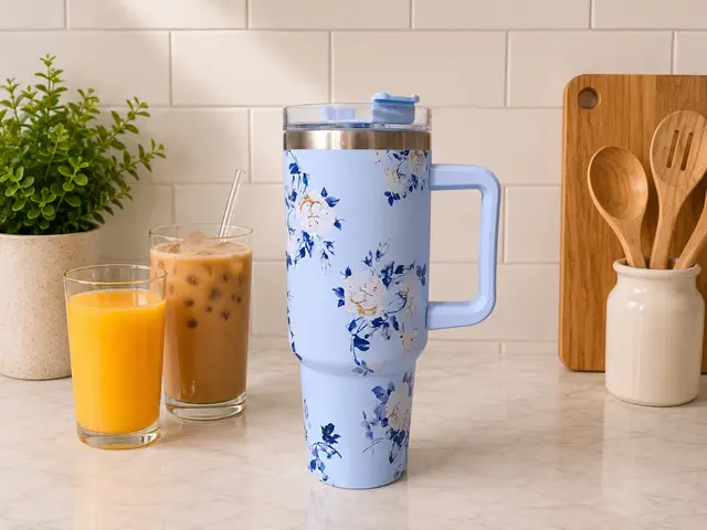 Printed insulated tumbler (Blue) product photo