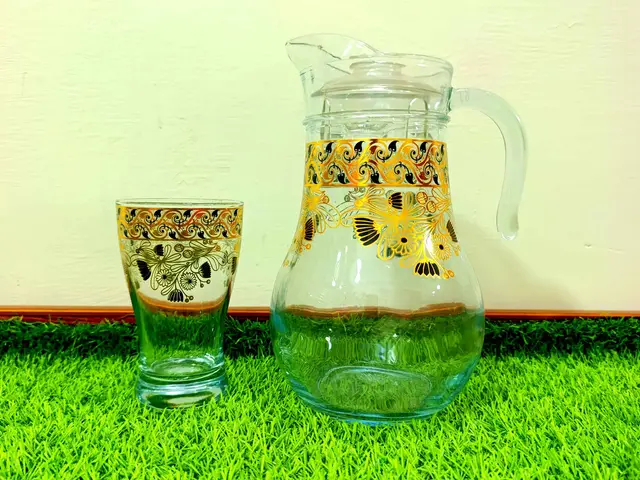 Water Set Golden Black Floral (7pcs) product photo