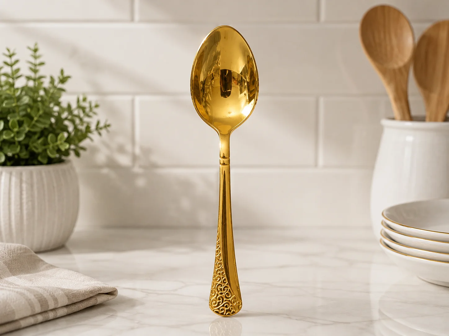 Gold Colored Table Spoons (3pcs) photo 1