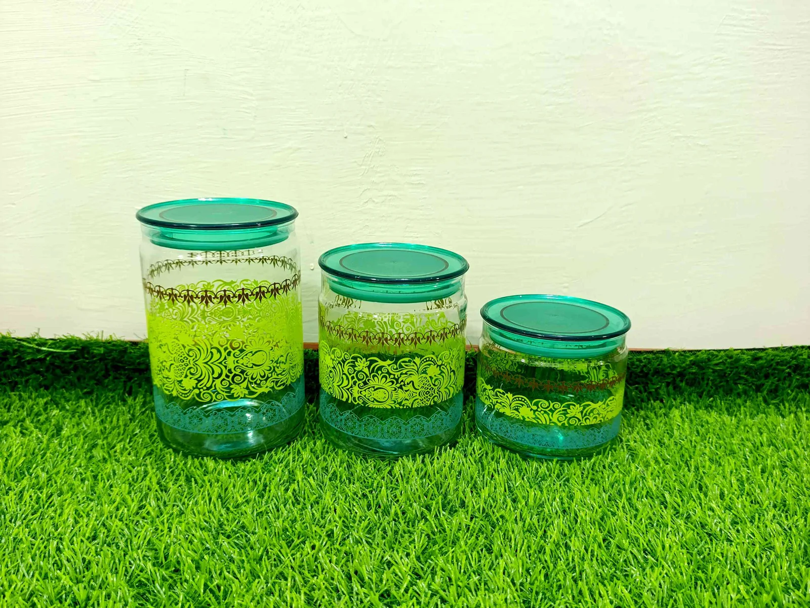 Airtight Jar Set Printed Green photo 2