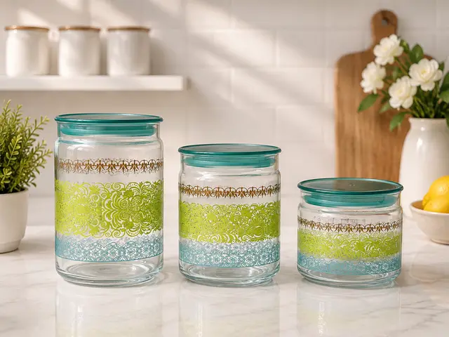 Airtight Jar Set Printed Green product photo