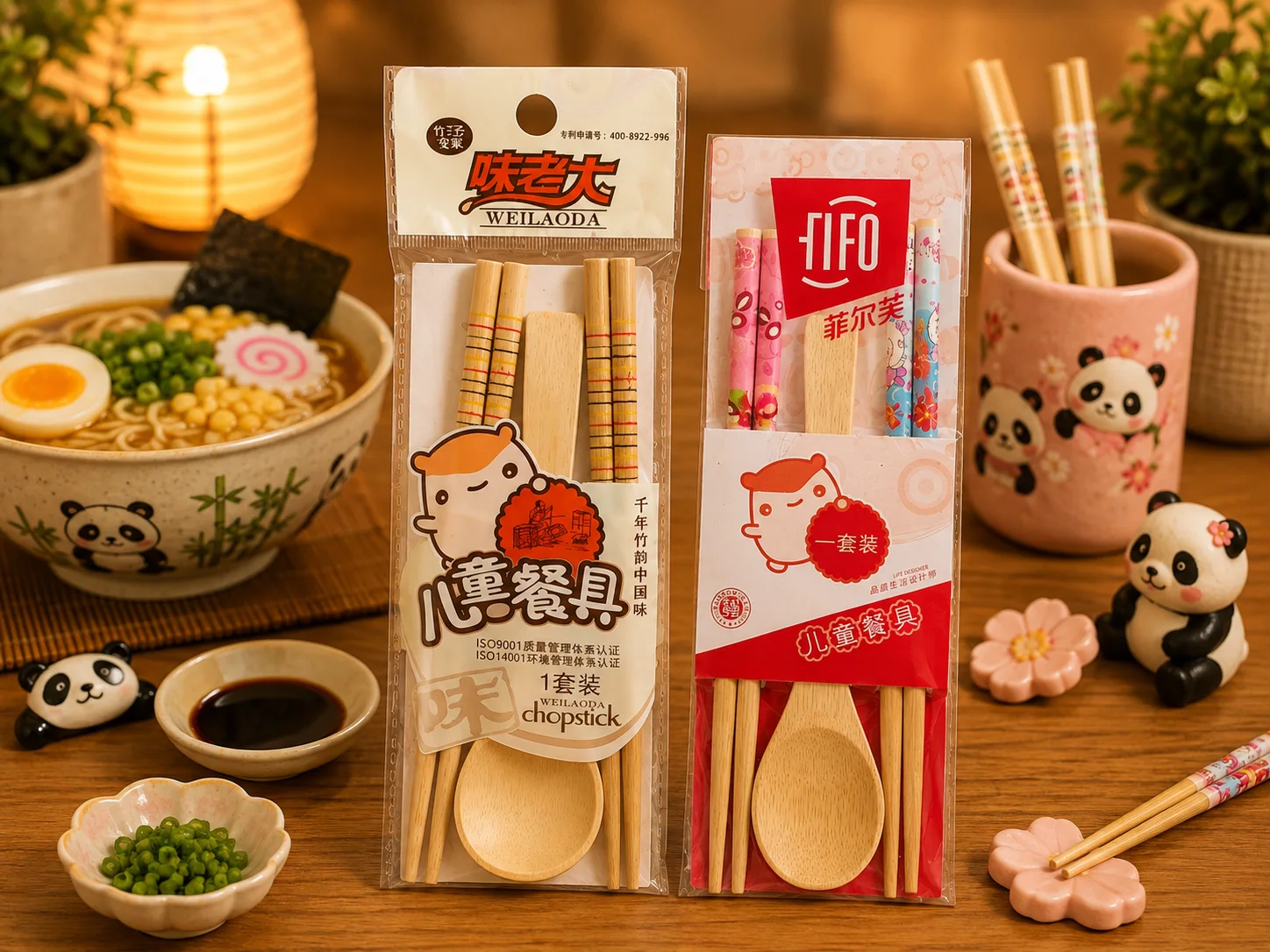 Kids Chopstick Set ( Bamboo Wood) photo 3