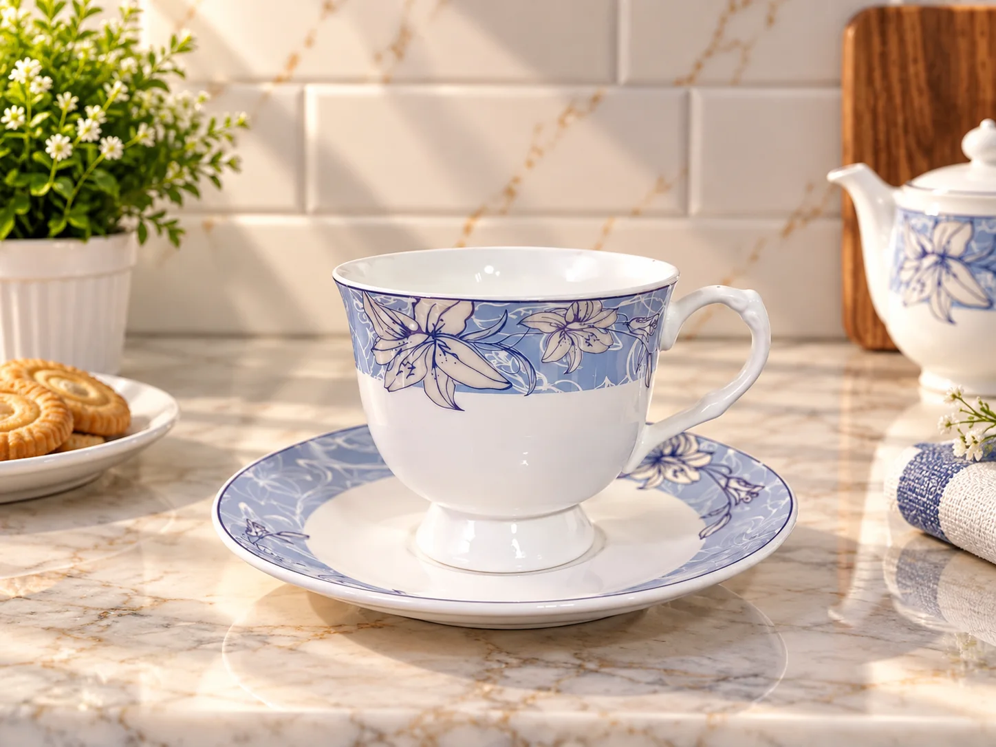 Tea Set Bone China (6+6) 1 photo 1