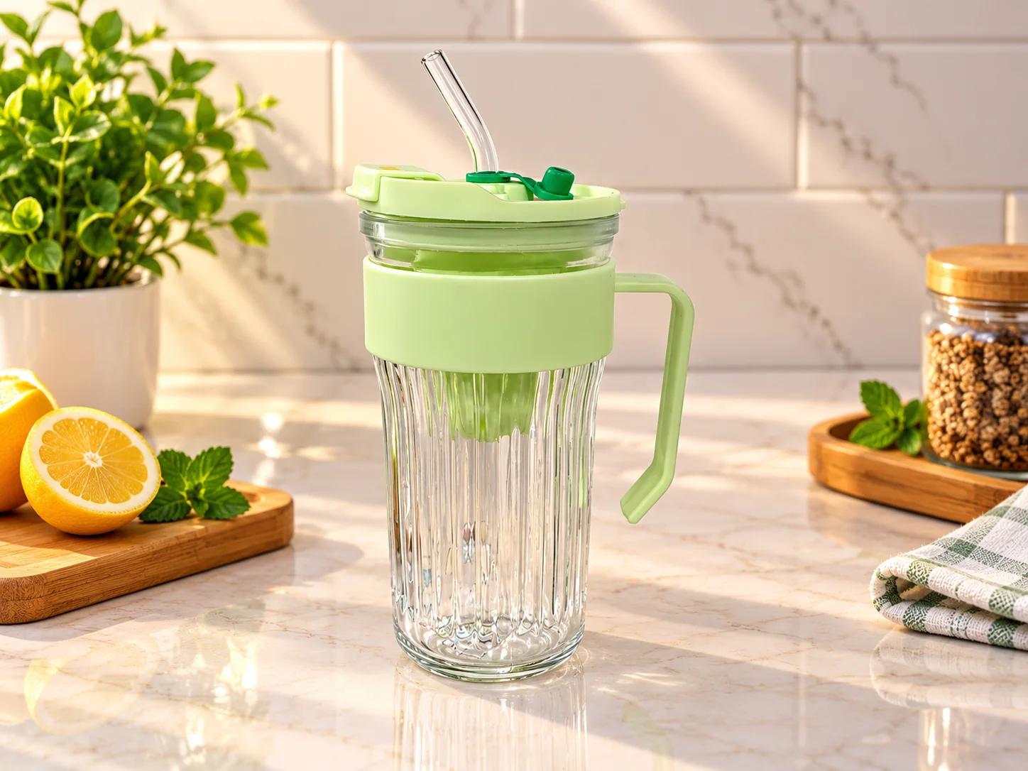 Glass Sipper Mug (Two Way) photo 3