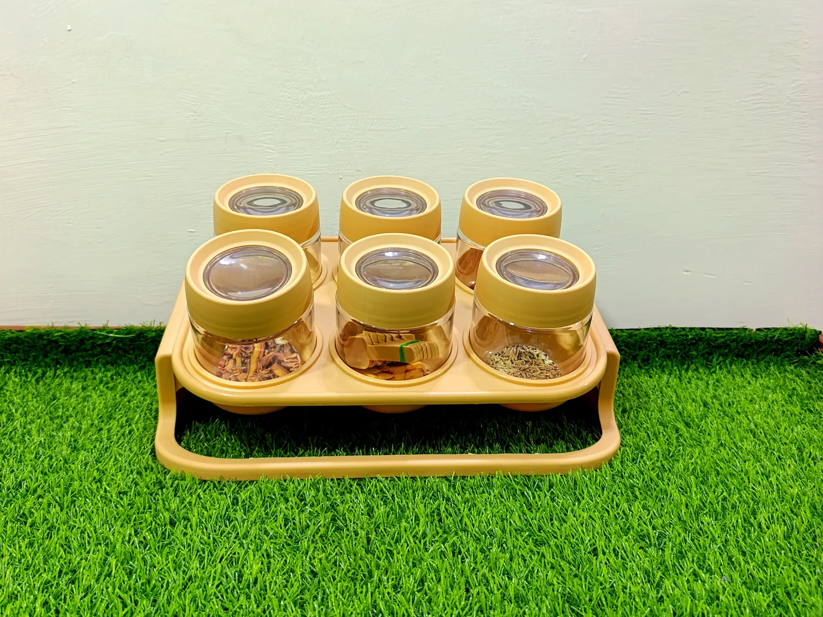 Spice Jars with stand (cream) (مصالحہ بکس) photo 1