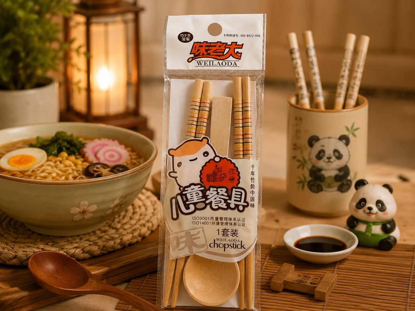 Kids Chopstick Set ( Bamboo Wood) photo 5
