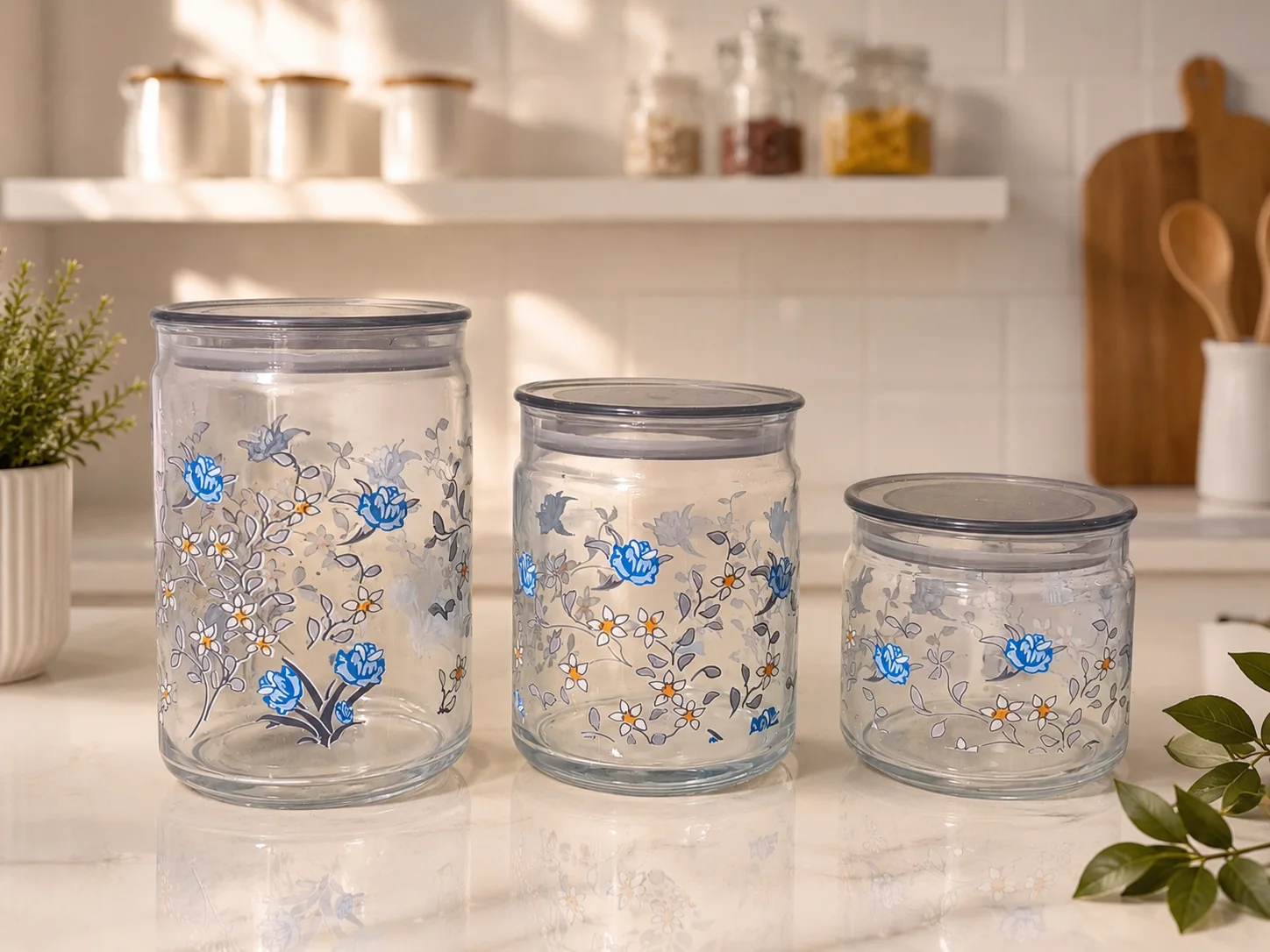 Airtight Jar Set White 3Pcs photo 1