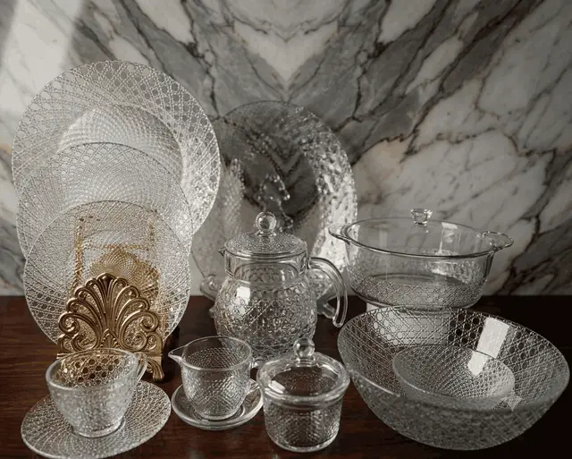 Tempered Glass Dinner Set Dew (72 Pcs) مائکروویو اوون میں استعمال ہونے والے product photo