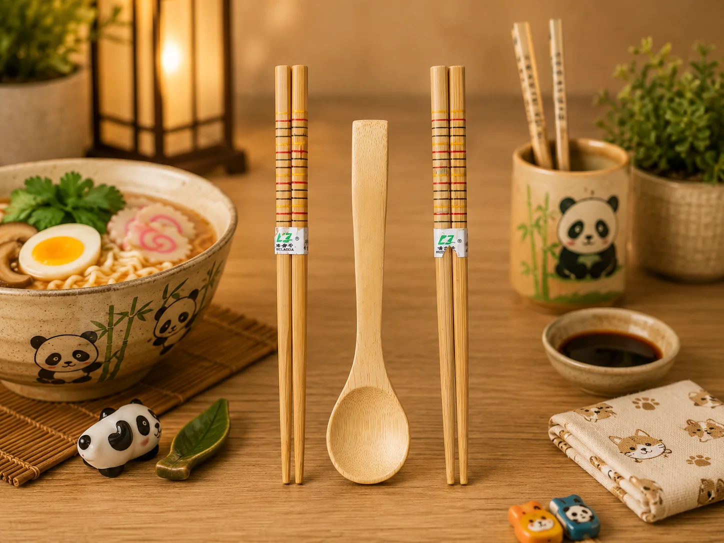 Kids Chopstick Set ( Bamboo Wood) photo 2