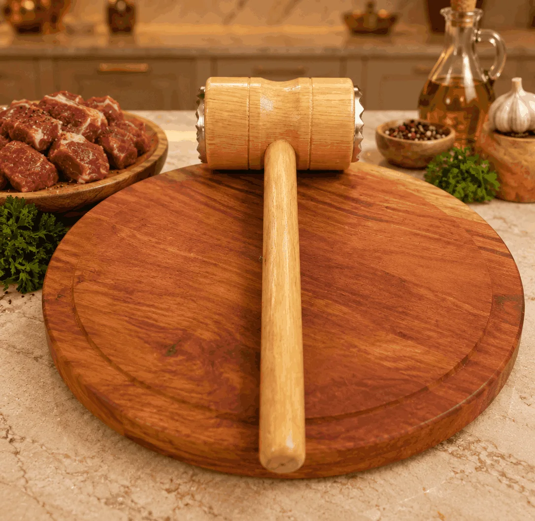Wooden Meat Hammer (Hard Steel Sides) photo 1