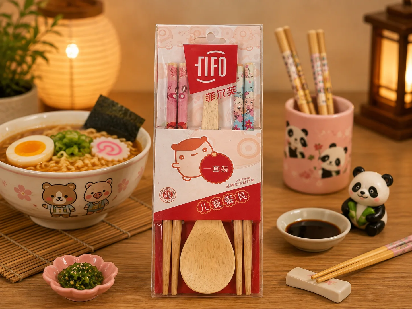 Kids Chopstick Set ( Bamboo Wood) photo 4