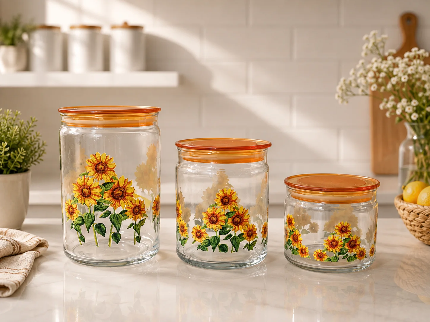 Airtight Jar Set Printed Yellow photo 1