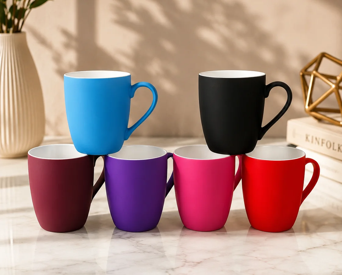 Matte Bone China Mugs (Multi Colored)(6pcs) photo 2