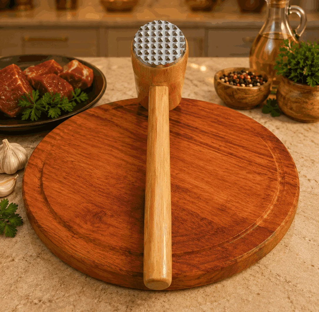 Wooden Meat Hammer (Hard Steel Sides) photo 2