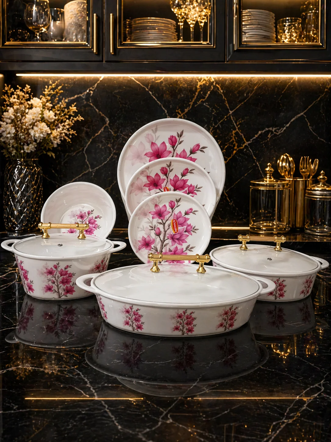 Melamine Double Glazed Dinner Set (72pcs)(Round Double Print) photo 1