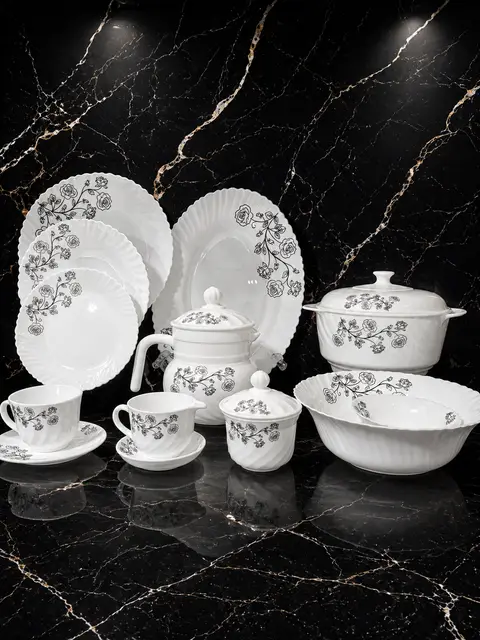 Dinner Set Marble 72-pcs(Opal Glass) product photo