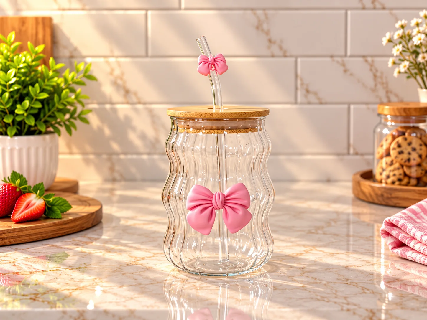 Bow Glass Sipper (wave design) photo 1