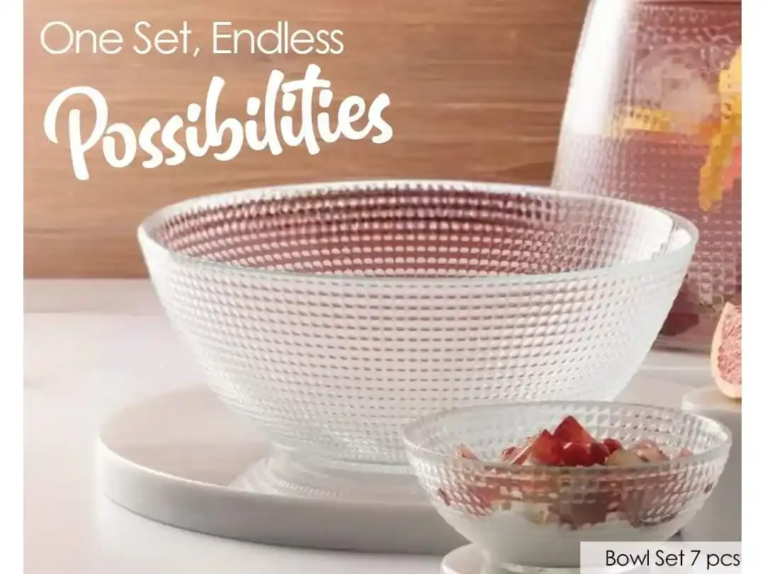 Bowl Set Tempered Glass (Oven Use) Specks (7Pcs) photo 1